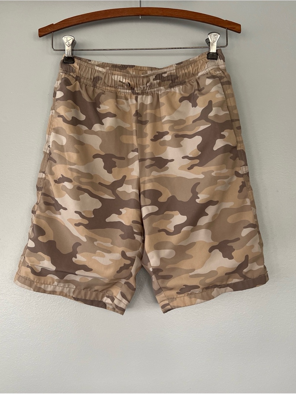 Gap Teen XXL 14-16 Brown Beige Camouflage Mesh Lined Drawstring Athletic Shorts